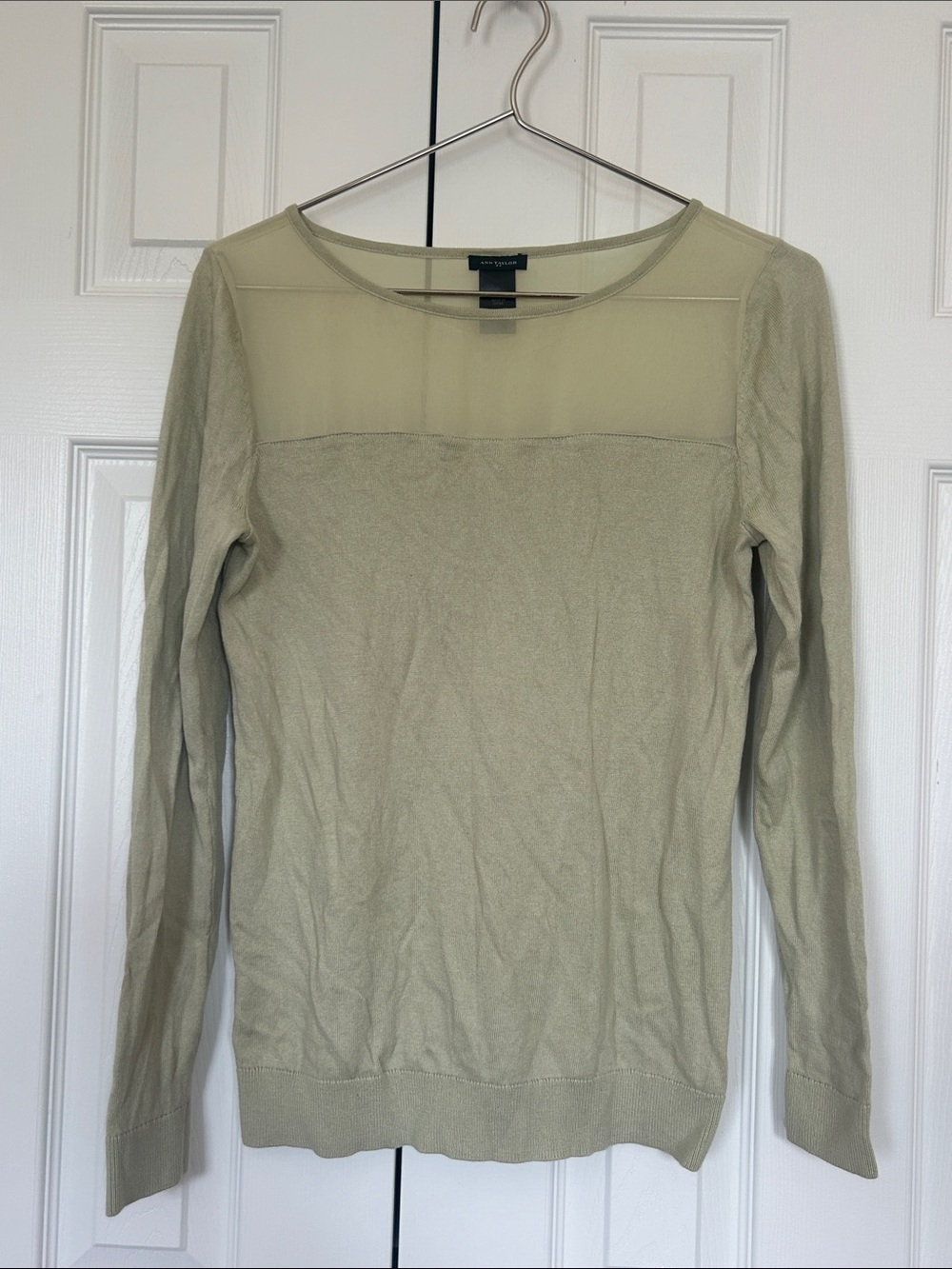Ann Taylor Mesh Window Sweater - Light Green, size M